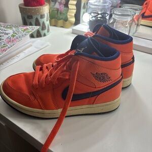 Jordan High-Top Sneakers in Orange and Navy